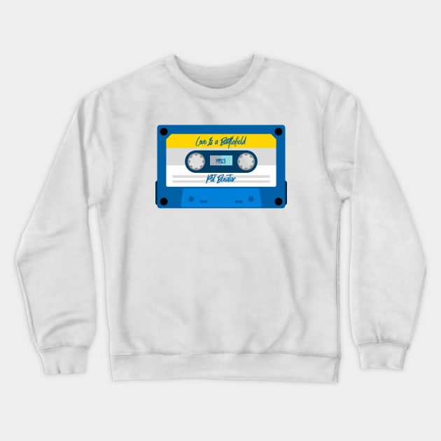 Pat Benatar Classic Blue Cassette Crewneck Sweatshirt by PowelCastStudio